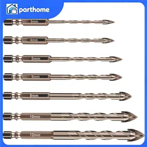 Tungsten Steel Drill Bit Set Triangle Four-blade 3mm-12mm for Tile Glass Marble