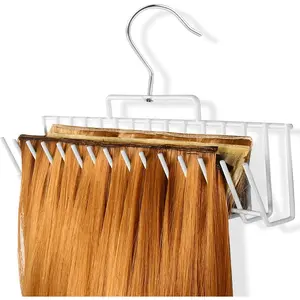 Hair Extension Holder - Hanger Rack for Holding Extra Wide & Full Length Wefts, Multi-Layer Hair, Styling, Washing, Drying - Barber Shop/Home Use - White