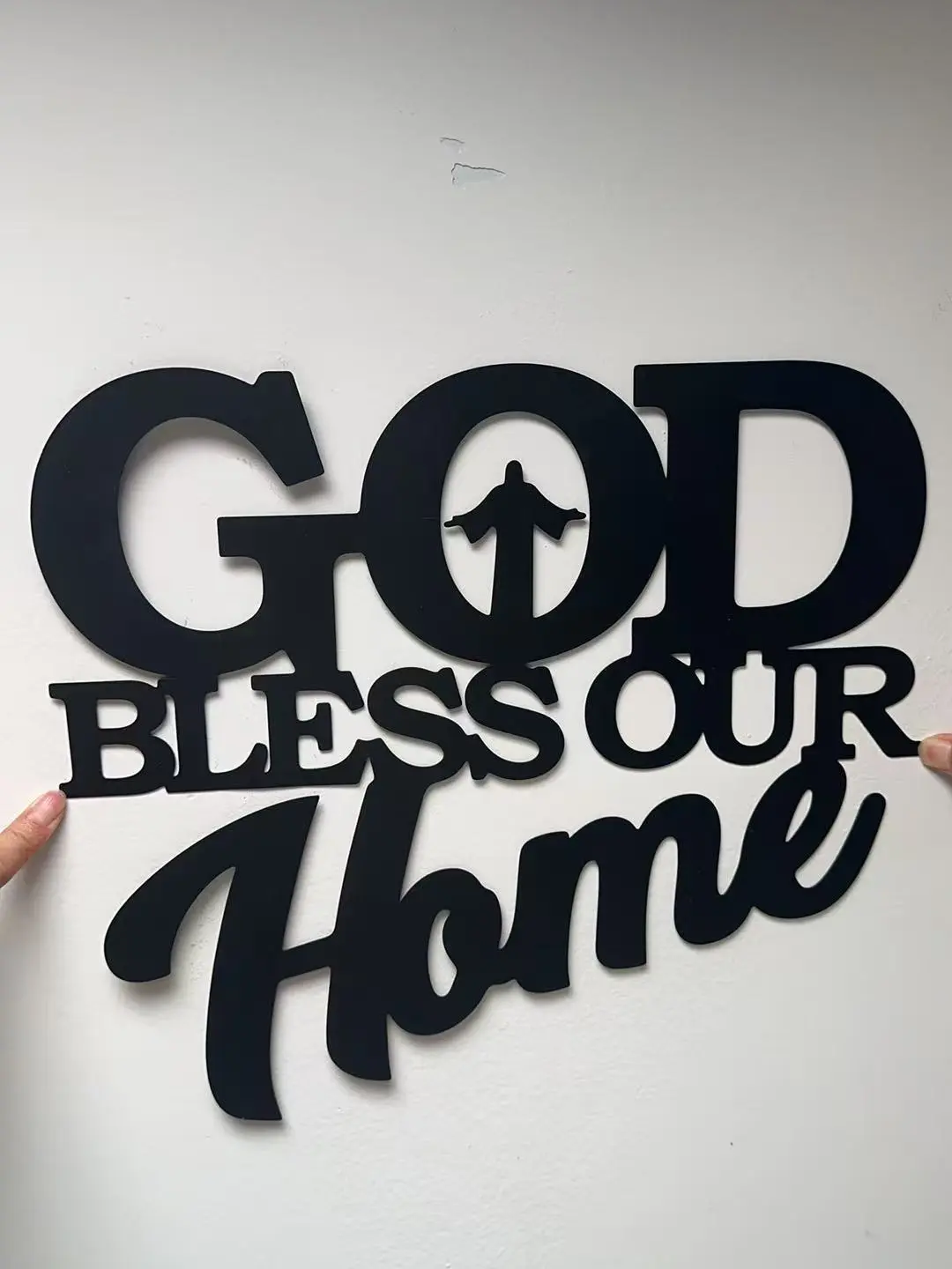Metal Wall Art Home Decor, Unique Gift Idea, Christmas Party Decoration, God Bless Family Sign, Model Xinghao, No Ca Prop 65 Warning