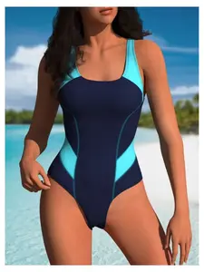 Women's One Piece Swimsuit Color Block Slimming Bathing Suit Midriff Cutout Swimwear for Teens and Women - Sexy Swimsuits for Summer Vacation