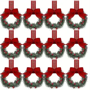 12pcs Farmhouse Style Holiday Decorations, Classic Design with Leaves & Tassels, Perfect for Christmas Party Decoration, Ornaments Decor