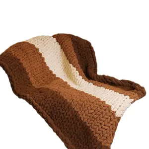 Chunky Knit Blanket 100% Polyester Hand-Knit 48"x60" Cozy Warm Perfect Gift for Any Room