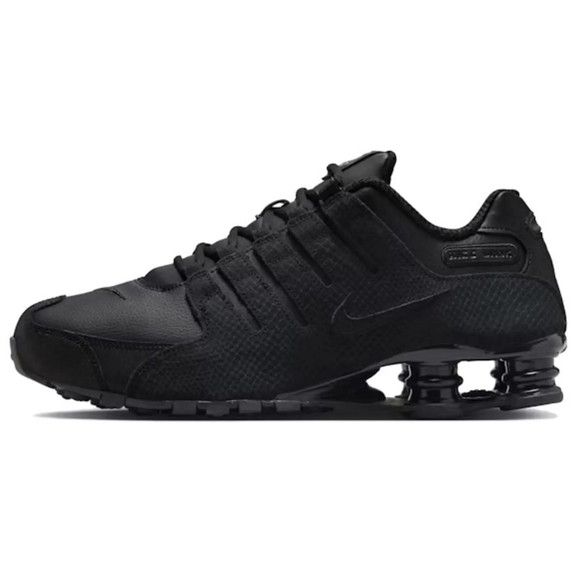 NIKE Shox NZ 'Triple Black' Men's Athletic Running Shoes, Solid Mesh Footwear with Rubber Outsole and Responsive Cushion for Walking, Casual, Walking Shoes