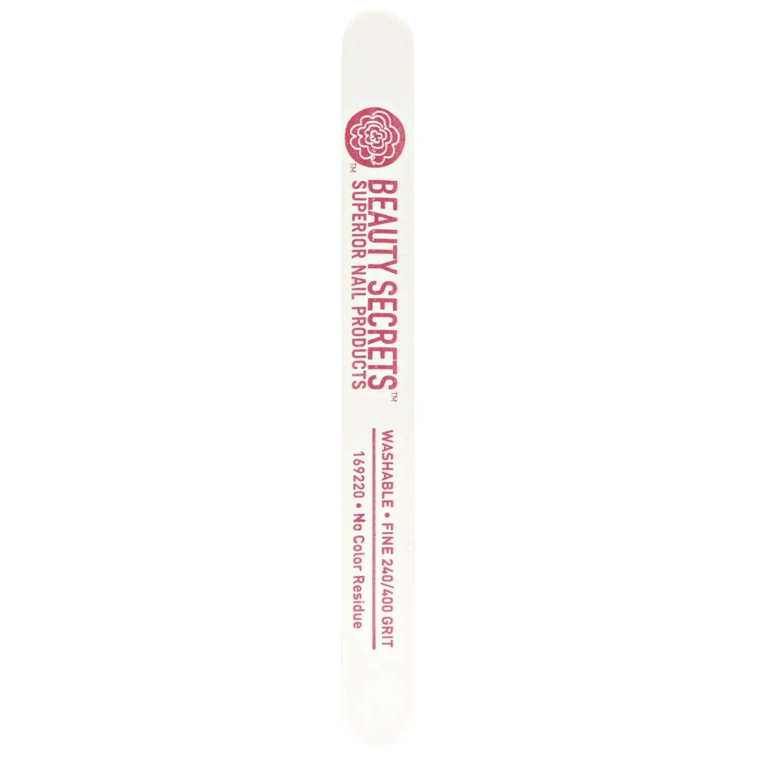 Beauty Secrets White Cushion Nail File, Professional Nail Care Product for Shaping Acrylics and Smooth Manicures, Nail Tech