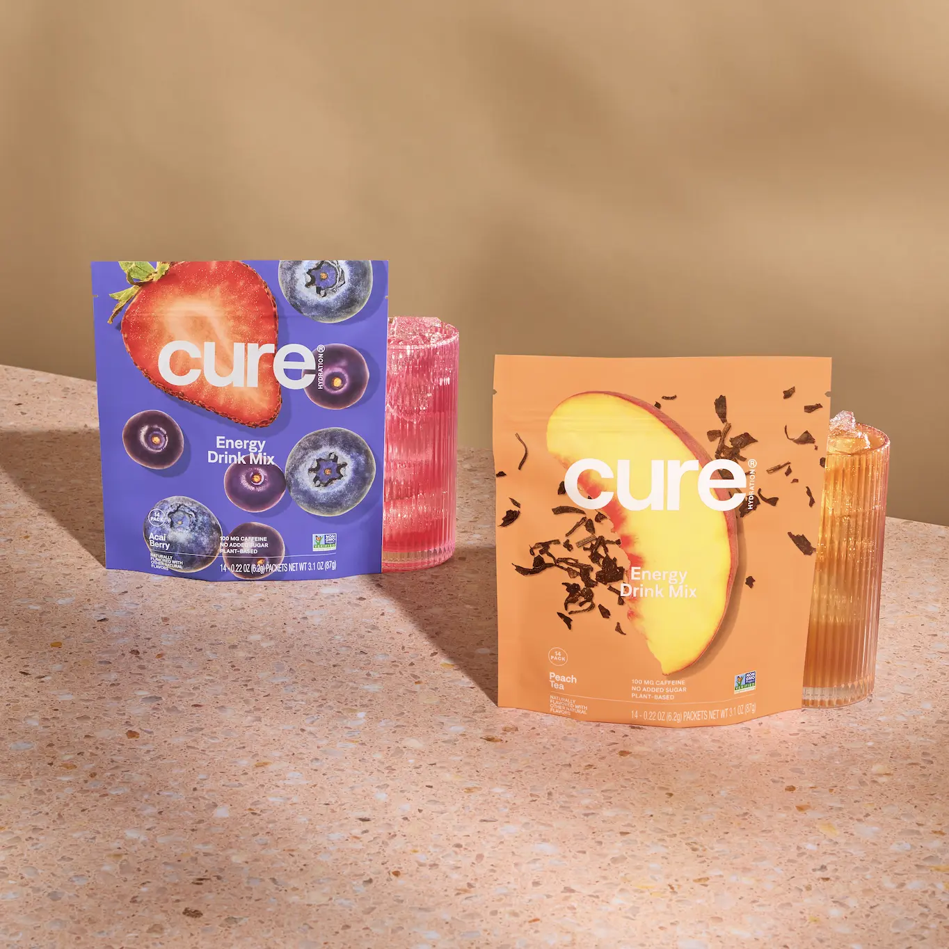 Cure Hydration Performance | Plant-Based Electrolyte Energy Drink Mix | No Added Sugar | Dehydration Relief Powder | 100mg of Caffeine | Non-GMO | Vegan