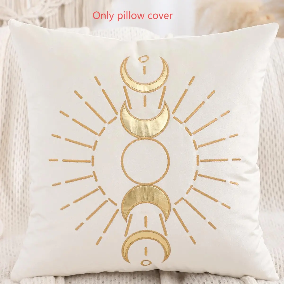 1 Pc Ramadan Decoration Pillow Cover, New Moon Star Lantern Embroidered Velvet Islamic Muslim Holiday Gift, Living Room Sofa Decor, Home Textile