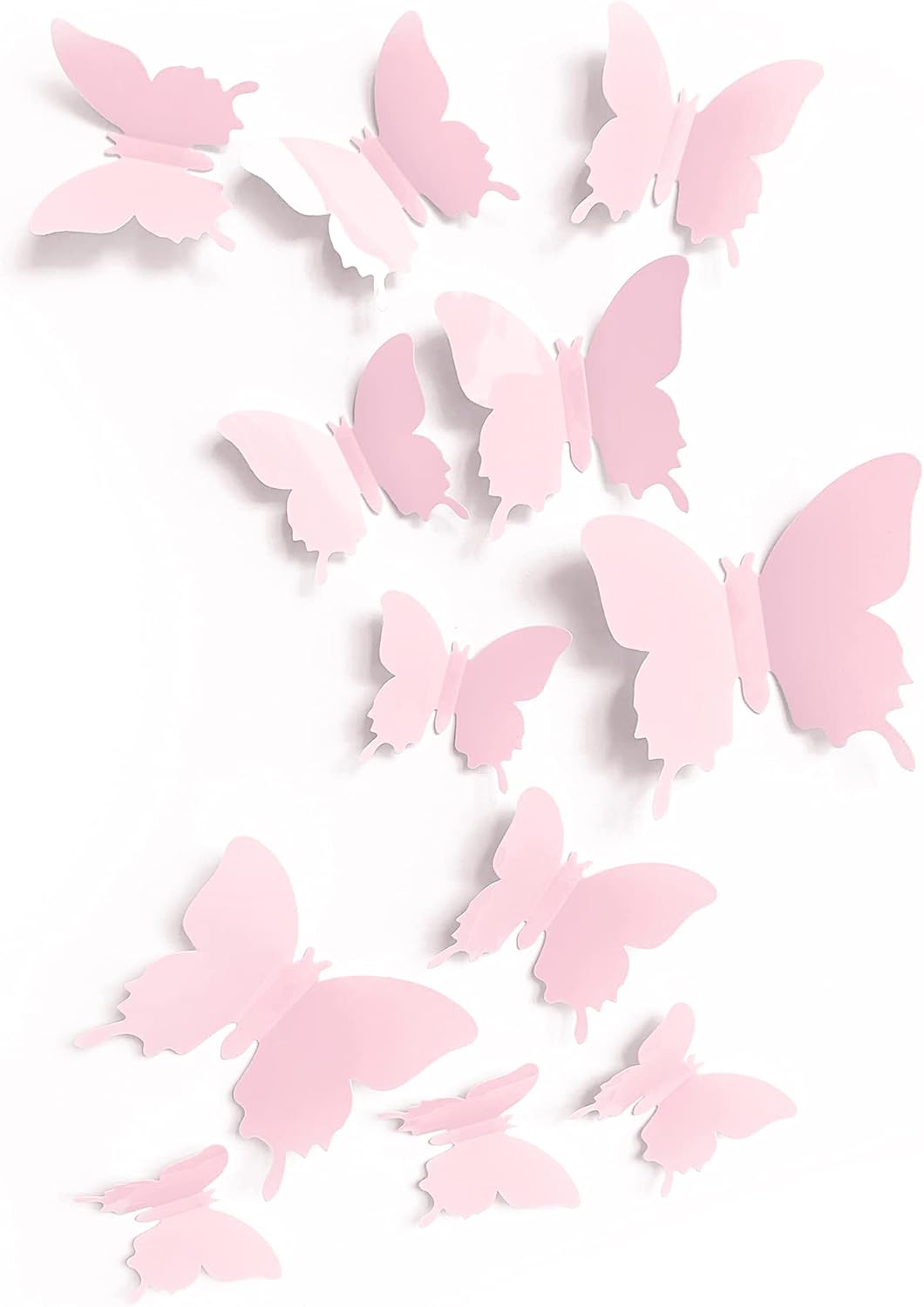 Cute Pink Butterfly Wall Decor 24 pcs, Girls Room Wall Decals, Danish Pastel Aesthetic Butterflies Stickers for Nursery Decorations, Baby Toddler Room Decor for Girls