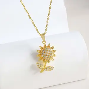 Rotatable Sunflower Pendant Necklace for Women, Y2K Cute Aesthetic Daily Party Jewelry Gift