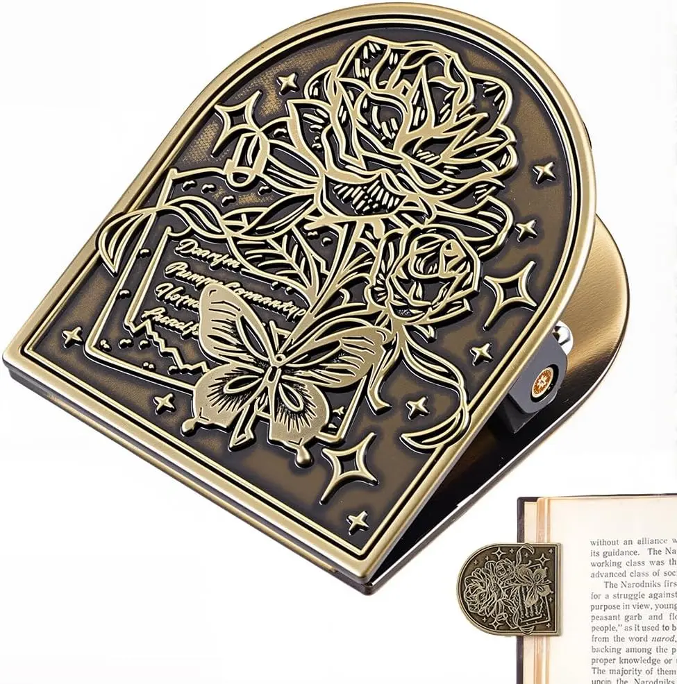 Travelers Note Book Clip Alloy  Flower Butterfly Theme Metal Antique Bronze Midori Decorative Journal Page Binder Clips for TN Travelers Art Journaling Reading Decoration Accessories