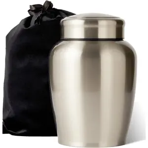 Large Stainless Steel Silver Urn for Ashes Adult Male & Female Cremation Urn for Women Decorative Urn for Human Ashes
