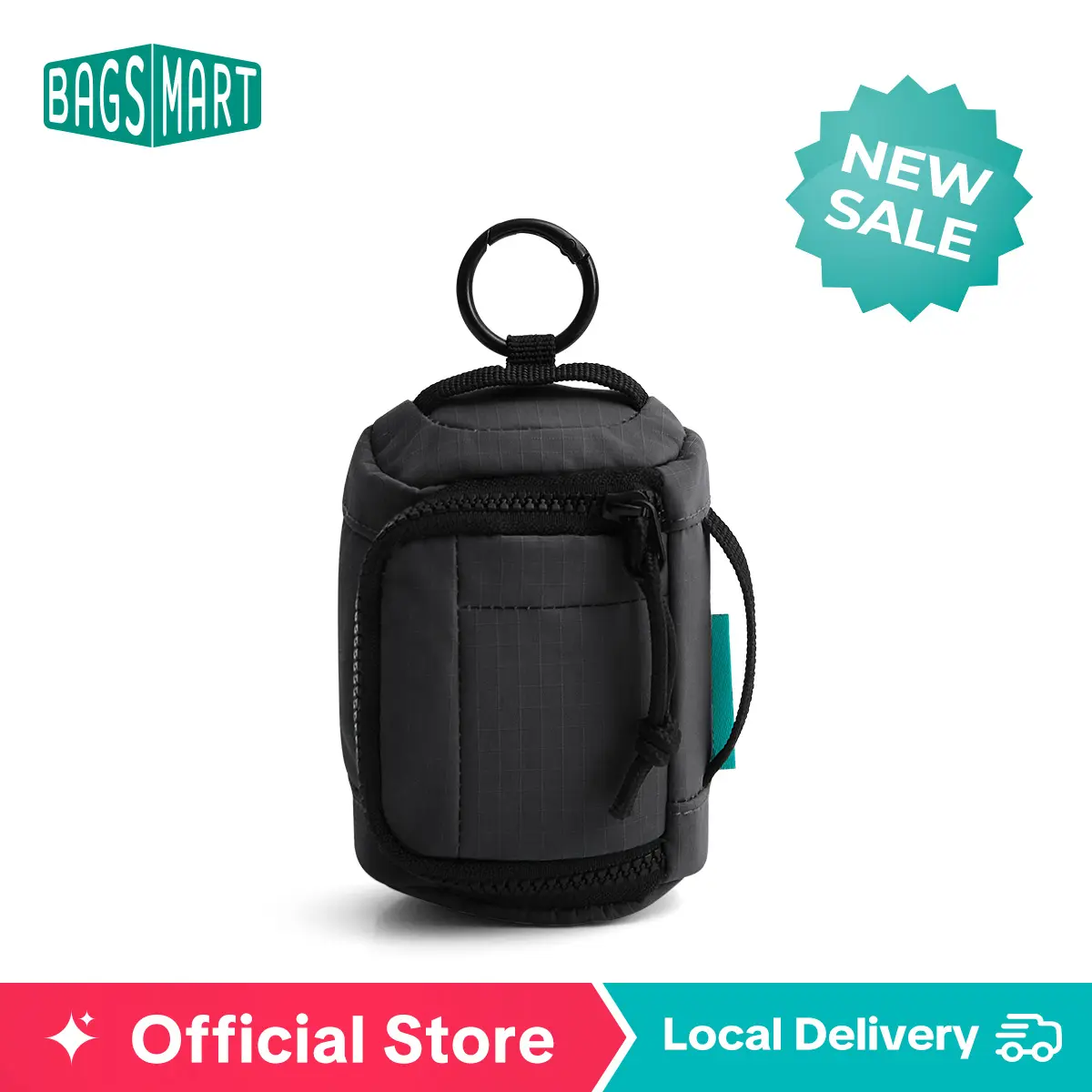 【New In】BAGSMART Blast AirPods Holder Bag - 100% Nylon, Level 3 Splash-Proof, Padded Interior, Zippered Compartment, Integrated Loop, Compact Cube Design