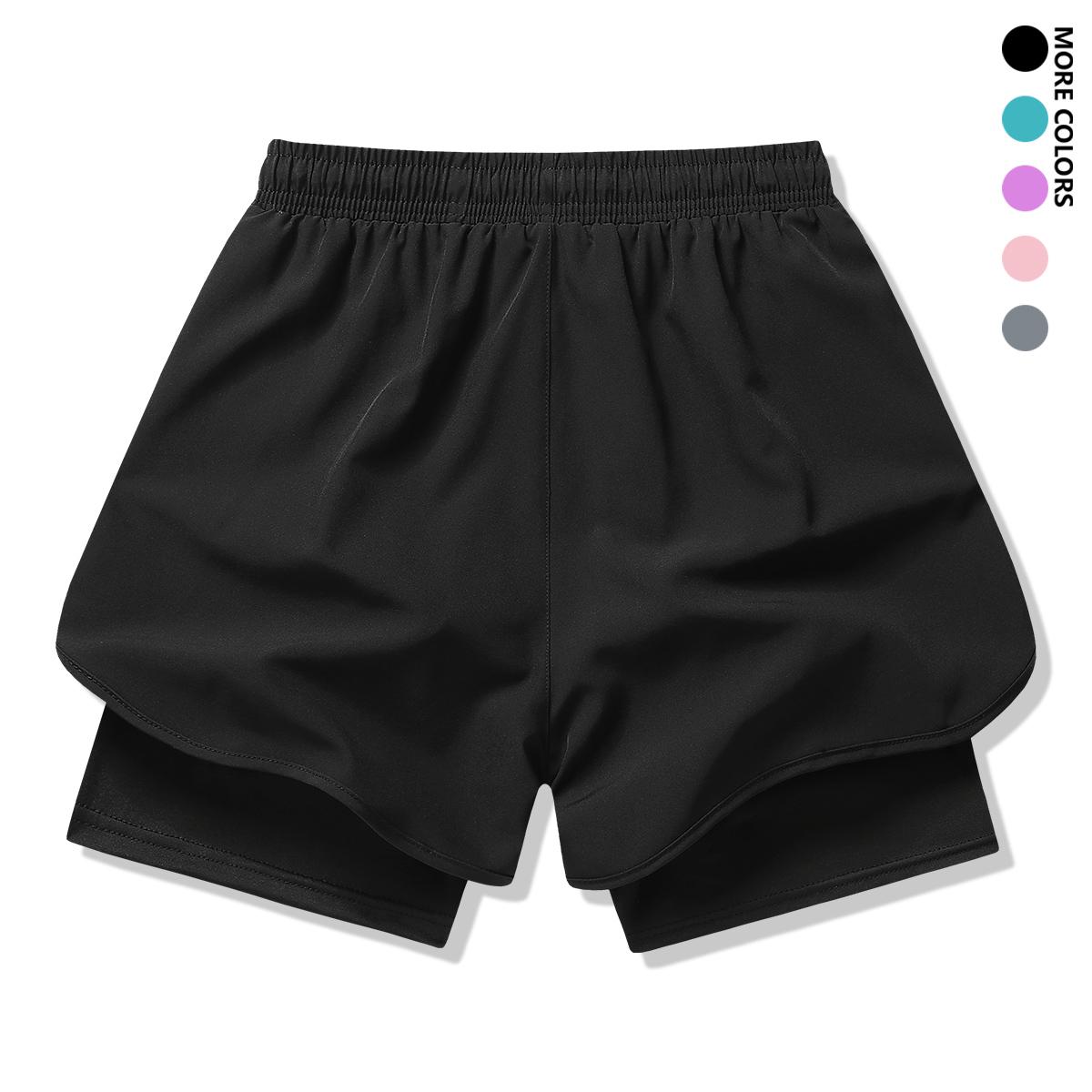 4-piece set: women’s summer shorts outfit with lining, drawstring, elastic waistband; suitable for outdoor sports, fitness, running, and casual wear; women’s shorts, summer bottoms.