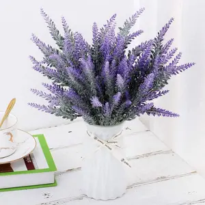 12 Branches Faux Lavender Flowers | UV Resistant Artificial Plants for Outdoor Porch & Window Box