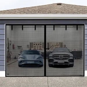 Garage Screen Door Reinforced Magnetic Closure with Strapping Tapes Hands Free Easy Assembly Heavy Duty Weighted Bottom Net Screen for Garage
