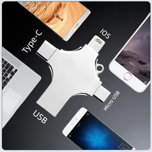 USB OTG 4-In-1 Portable External Storage Drive, Cross Design, Compatible with iPhone iPad PC Laptop, 1tb 512gb 128GB Options Available
