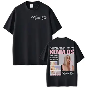 Kenia OS "Pink Aura" Tour Graphic T-Shirt - 100% Cotton Oversized Short Sleeve Aesthetic Classic Menswear Cargo Print Casual Sports Top