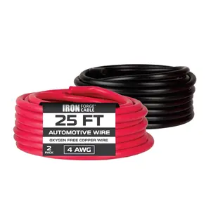 50 ft 4 Gauge Primary Wire - 2 Pack 25ft Pure OFC Oxygen Free Copper Wire - 4 Gauge Cables for Battery - 1 Red and 1 Black