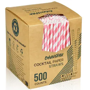 5.75 inch Short Pink Paper Straws 500 Counts, for Cocktail, Mixed Drinks, Cake Pops, Bars, Restaurants - Disposable, Compostable