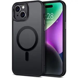 Case for iPhone 14 plus case magnetic translucent matte phone cases 6.7 "[compatible with MagSafe] thin slim fit shockproof bumper hard protective cover for women men girls,
