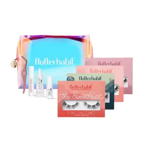 FlutterHabit DIY Lash Extensions Discovery Kit (Includes 2 Pairs Each of Our Best Selling Lash Clusters, Adhesive, Primer, Removal Spray, Lash Applicator, and Travel Bag)
