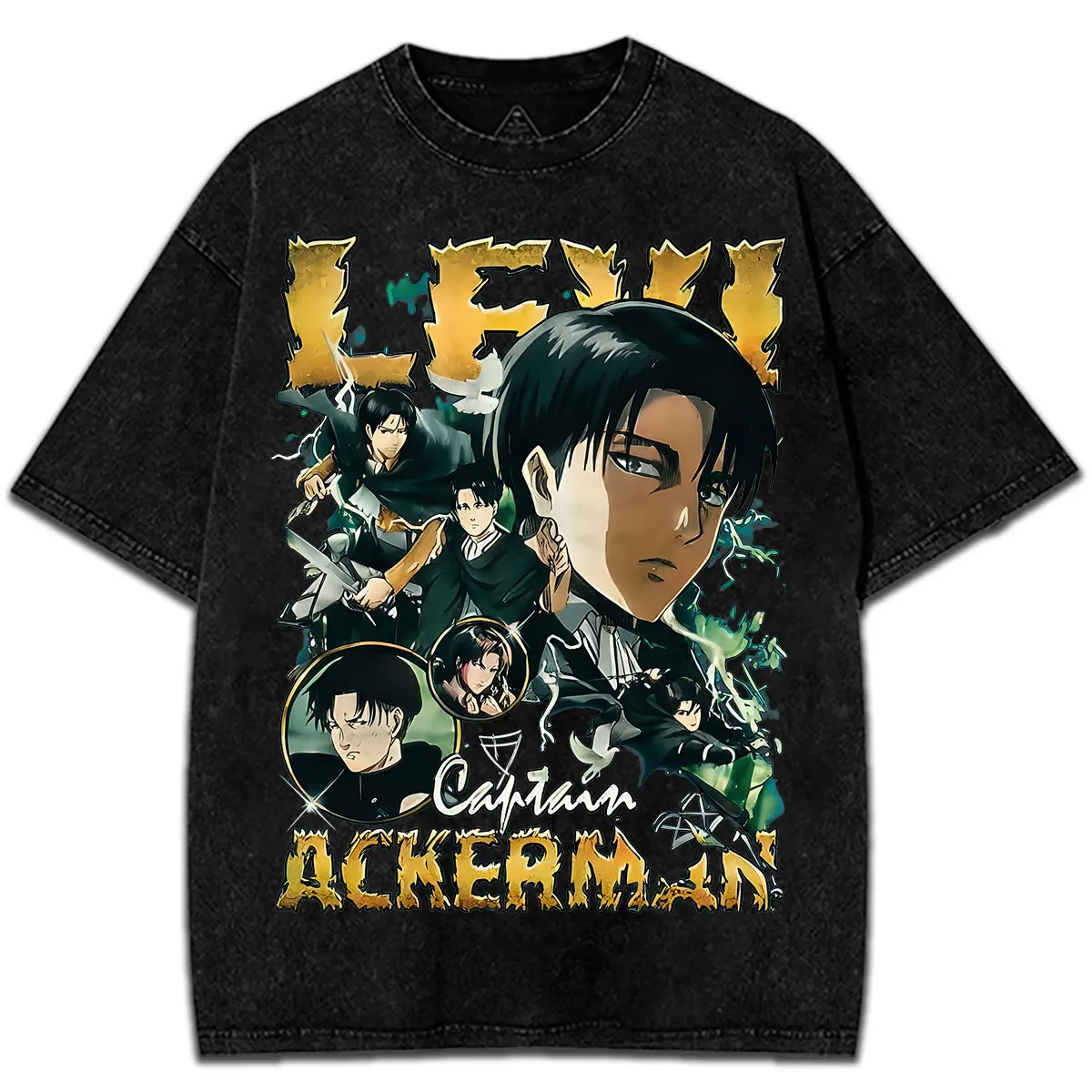 Oversized Y2K Scout Regiment Manga Tee Levi Ackerman Vintage V3 Washed 100% Cotton OOTD Fashion good graphic