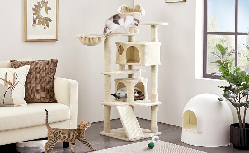 【On Sale】Yaheetech 54"/57''/63"/79"/82" Cat Tree Multilevel Cat Tower with 2 Condos & Dangling Ball & Round Platform & Ladder 【On Sale】Yaheetech 54"/57''/63"/79"/82" Cat Tree Multilevel Cat Tower with 2 Condos & Dangling Ball & Round Platform & Ladder