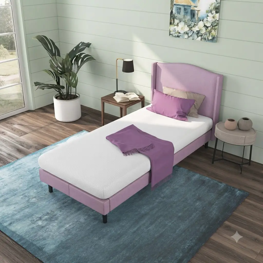 NapQueen Rainbow 5 Inch Twin Memory Foam Mattress White Pressure Relief Breathable Bunk Bed Foam Mattress