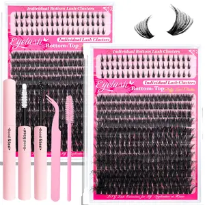 294 Pcs Individual Volume Lash Clusters 100D D Curl 10-18mm Mixed Length DIY Lash Extension Kit, Super Dense Fluffy Natural Look Reusable Eyelash Clusters Individual Eyelashes Eyelash Extensions for Home Daily Wedding Date Party Festival Travel