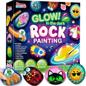 JOYIN Rock Painting Kit - Glow in The Dark Rock Kit for Kids Ages 6-12 with Art Supplies and Paint By Numbers