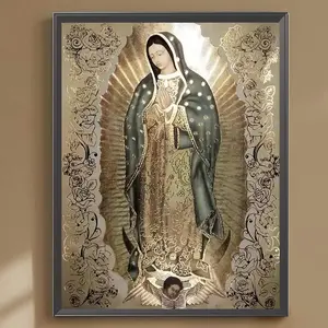 Guadalupe Virgin Mary Pattern DIY Diamond Arts Colorful Painting Kit without Frame, DIY 5D Diamond Arts Painting Kit, Wall Art Decor for Home Bedroom, Handicraft