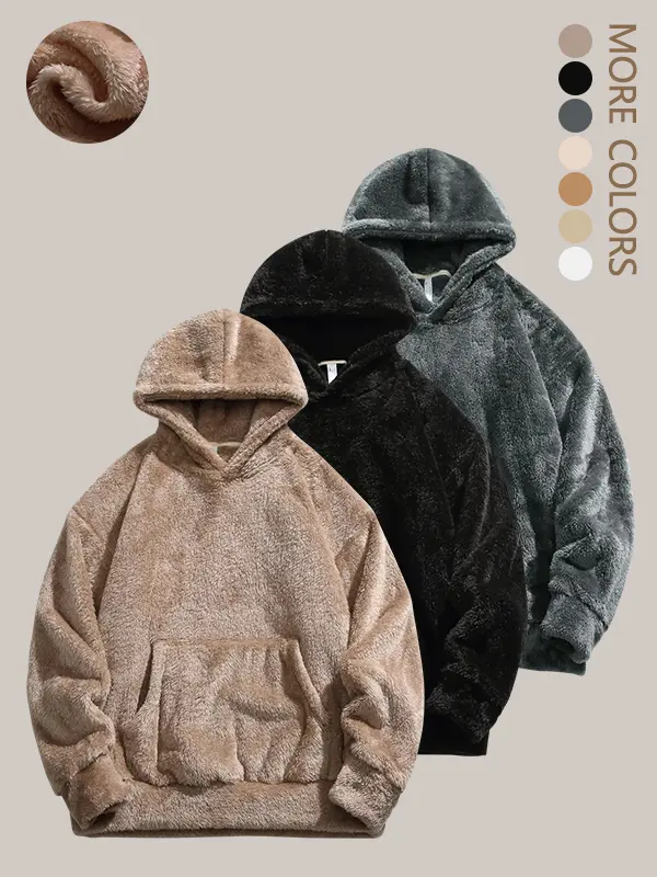 3-Pack Men’s Polar Fleece Hooded Sweatshirts for Winter – Extra Fleece & Thickened for Warmth, Loose Fit, Versatile Casual Long-Sleeve Outerwear Tops