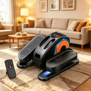 Under Desk Elliptical Machine - Fully Assembled, Quiet Portable Seated Pedal Exerciser with Remote Control & 12 Adjustable Speeds for Effortless Home Workouts