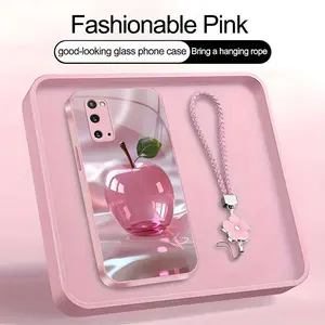Luxury Crystal Apple Phone Case Metallic Cover with Lanyard for Galaxy S20 5G--975