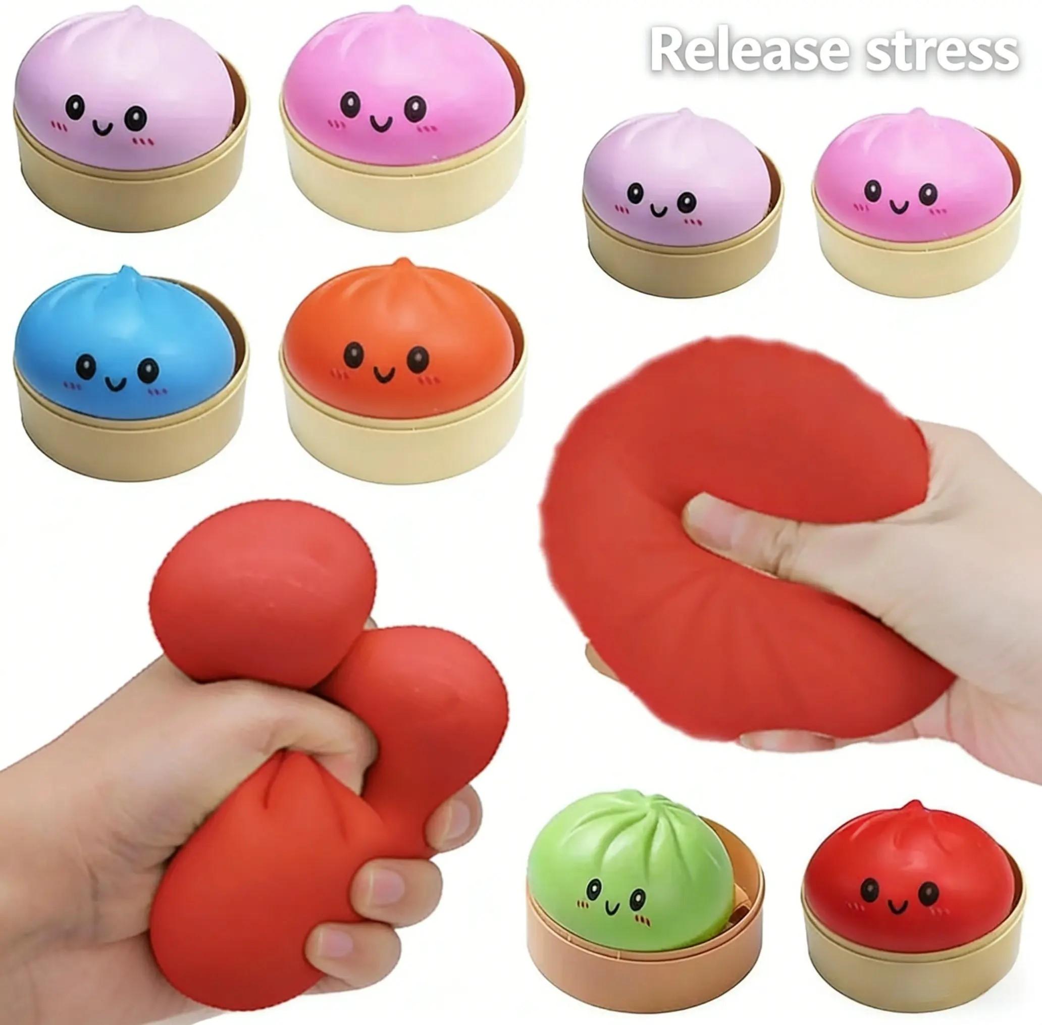 Giant Glitter Dumpling, Giant Dumpling Squishy, Mega Rainbow Dumplings, Cute Anxiety Relief Fidget Toy, with Steamer Box,Soft Squeeze Decompression Dough for Adults