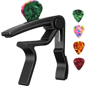 Guitar Capo, Black Capo, Pick Holder on Capo for Acoustic Electric Guitar,Ukulele,Mandolin,Banjo (Black)