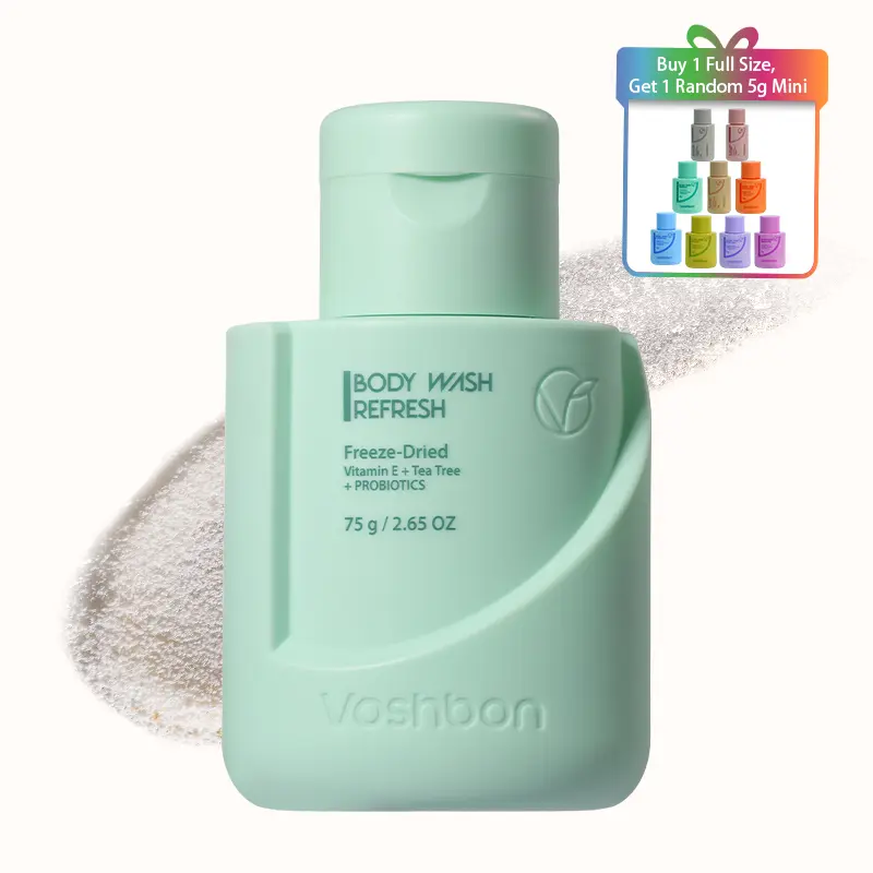 VOSHBON Refresh Freeze-Dried Body Wash | Probiotic Body Care for Sensitive Skin | Travel Essentials TSA Approved | Deep Cleansing & Glowing Skin
