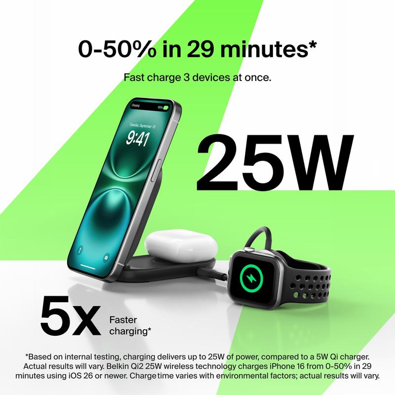Belkin UltraCharge 2-in-1 Foldable Magnetic Charger with Qi2 25W