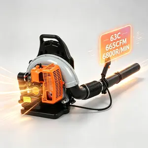 63CC 3HP 2 Stroke Backpack Gas Powered Leaf Blower, High Strength Snow Blower, Grass Lawn Blower Air Cooling Gasoline Backpack Grass Blower with Single-Cylinder Air-Cooled for Gutter,Garden,Yard Ora
