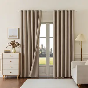 2pc Finished Curtains Milk Tea Color Full Light Blocking Thickened Curtains for Bedroom Living Room Balcony Easy Installation