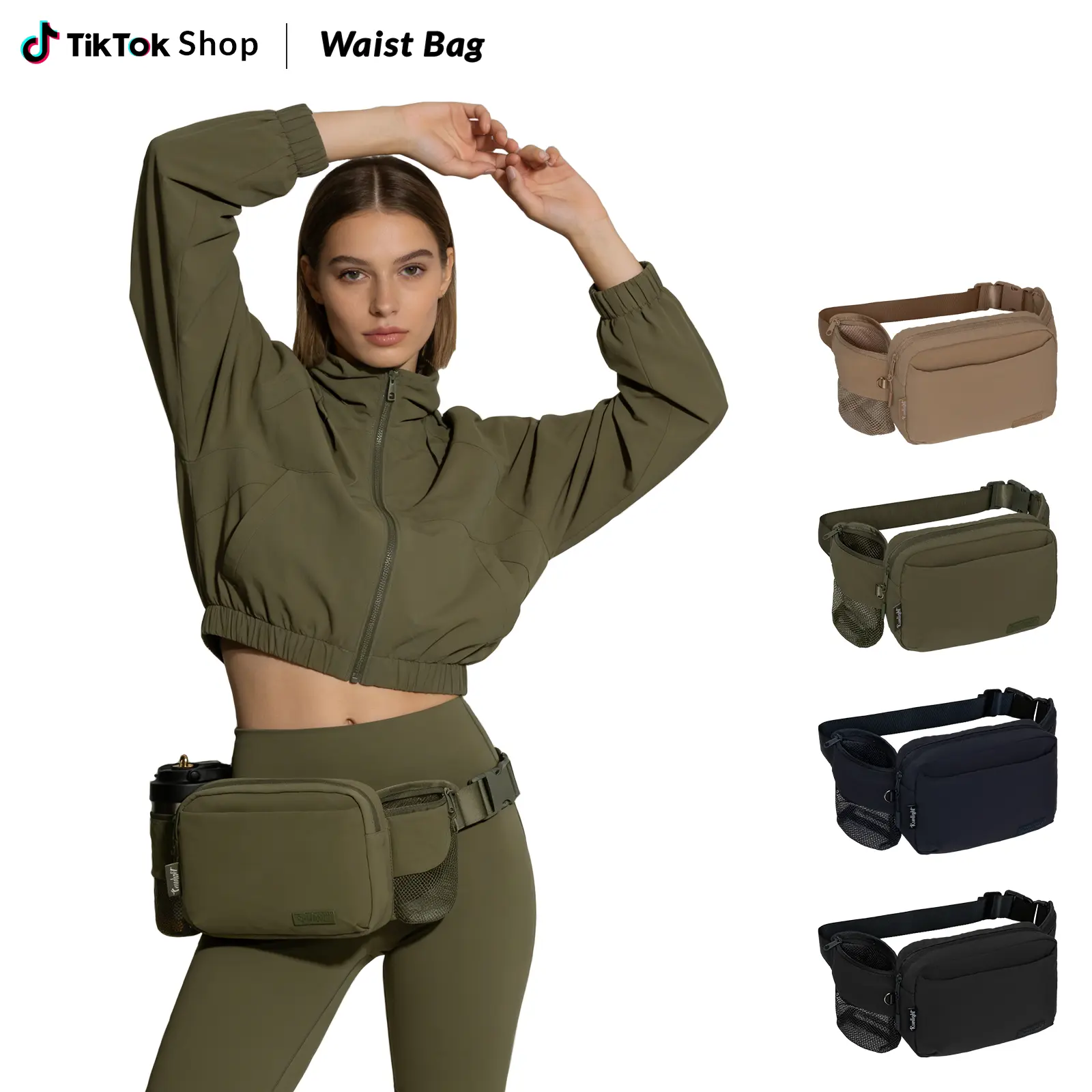 Water Bottle Holder Sports Waist Bag Large Capacity Multi Pocket Adjustable Belt Fanny Pack Ideal For Running Workout Yoga Hiking Travel Walking Outdoor Daily Activities, Unisex