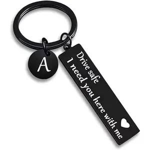 Personalized 26-Letter Initial Shaped Keychain - Custom Engraved Motivational Drive Safe Keychain for Boyfriend, Men's Outdoor Accessory, Perfect Birthday Christmas Stocking Stuffer Gift, Custom Keychains, Engraved Motivational Keychains