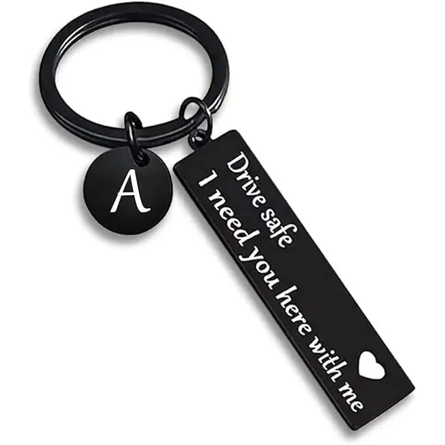 Personalized 26-Letter Initial Shaped Keychain - Custom Engraved Motivational Drive Safe Keychain for Boyfriend, Men's Outdoor Accessory, Perfect Birthday Christmas Stocking Stuffer Gift, Custom Keychains, Engraved Motivational Keychains
