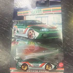 7-Eleven Toyota Supra Diecast Model Car Green & White Racing Edition Collectible Toy