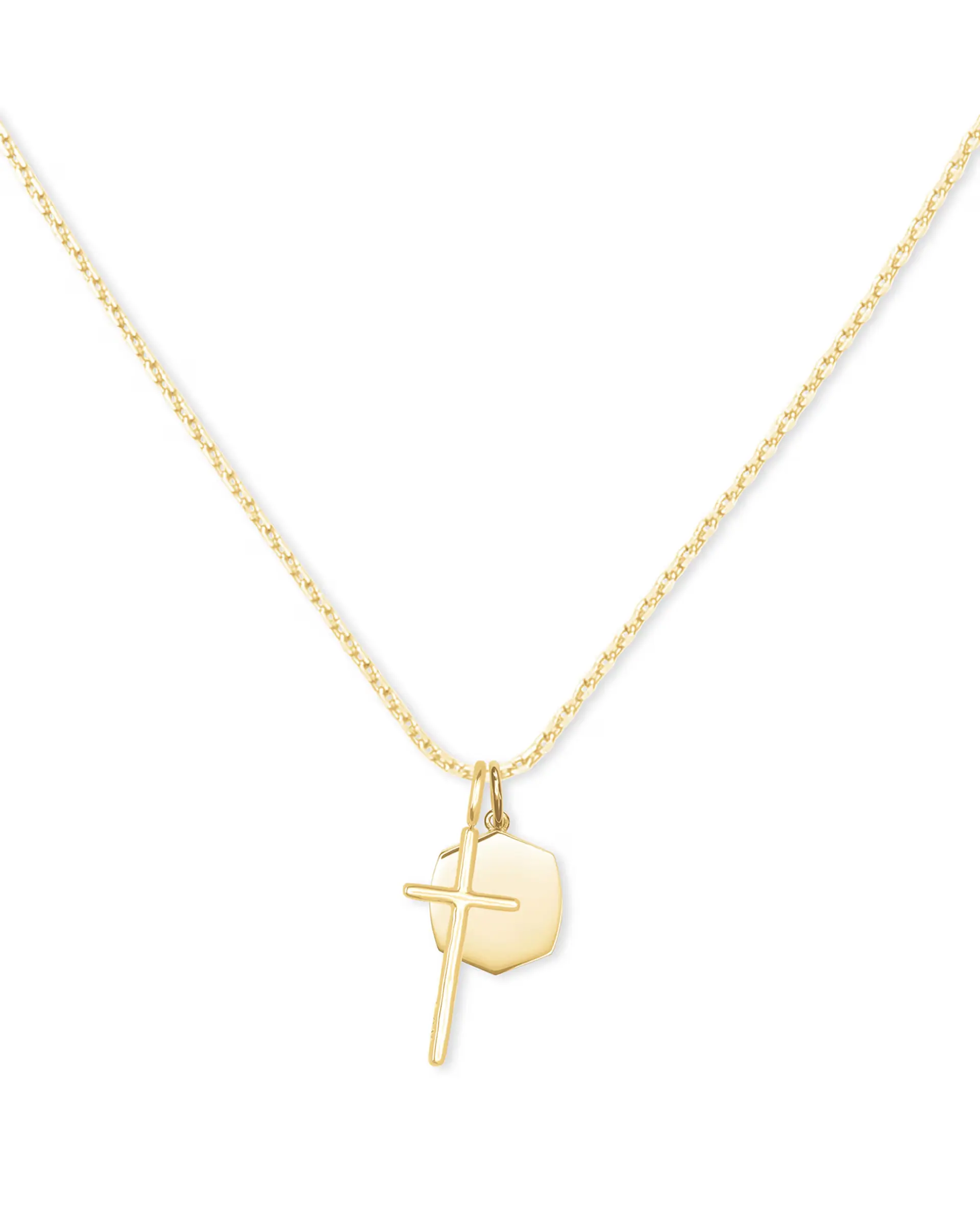 Kendra Scott Davis Cross Charm Necklace in Yellow Gold Vermeil