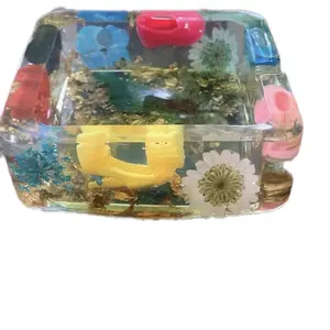 Resin Square Storage Tray with Doll Shoes Charms and Flowers Inside - Organiser