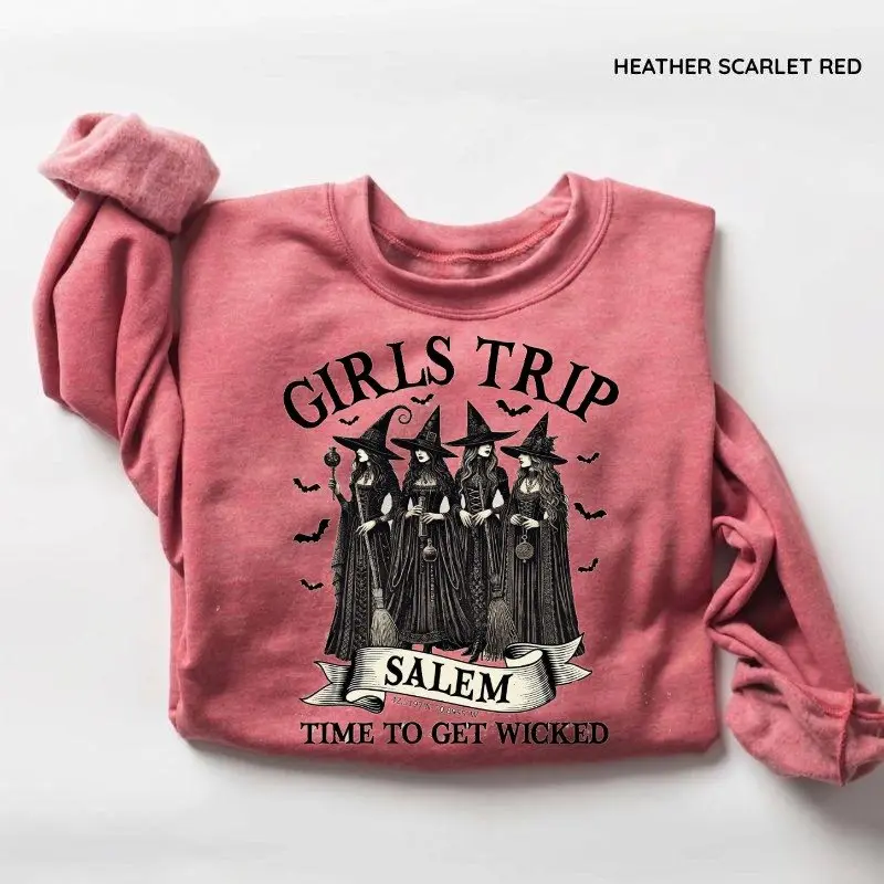 Girls Trip Salem Sweatshirt, Halloween Sweatshirt, Retro Halloween Sweatshirt, Halloween Witch Sweatshirt, Salem Massachusetts, Salem Witch Gift For Women
