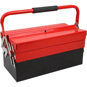 3 Tier Large Metal Tool Box Heavy Duty Cantilever Portable Box 20.86”L x 7.87”W x 7.87”H Multi-Function Tool Box For Garage Storage, Home, Workbench Tool Organizer, Red