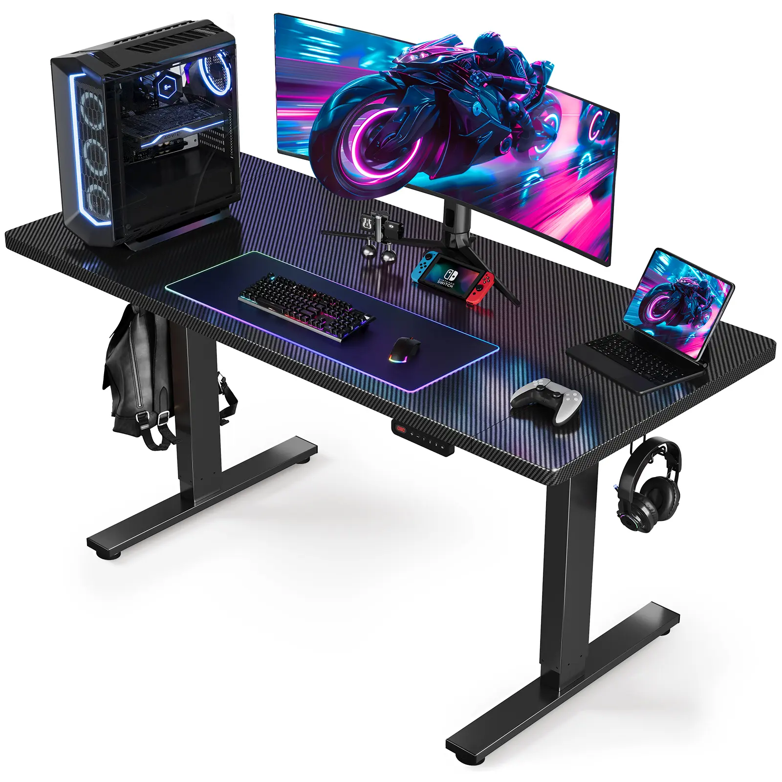 Adjustable Standing Desk - 48x24 in Electric Sit-Stand Computer Gaming Desk with Cable Management, 3 Memory Preset Height Settings, Durable Build, Assembly Required, Fits Adjustable Laptop Use, Adjustable Laptop Desk