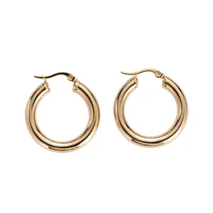 4mm Thick Hoop Earrings - Pair - 18k Gold Plated Stainless Steel