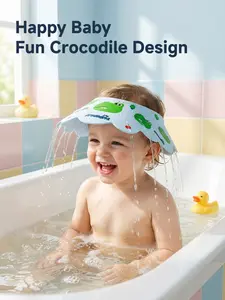 Adjustable Waterproof Baby Bath Hat, Cute Cartoon Design, Ear Protection, Suitable for All Seasons, Unisex Toddler Shower Cap